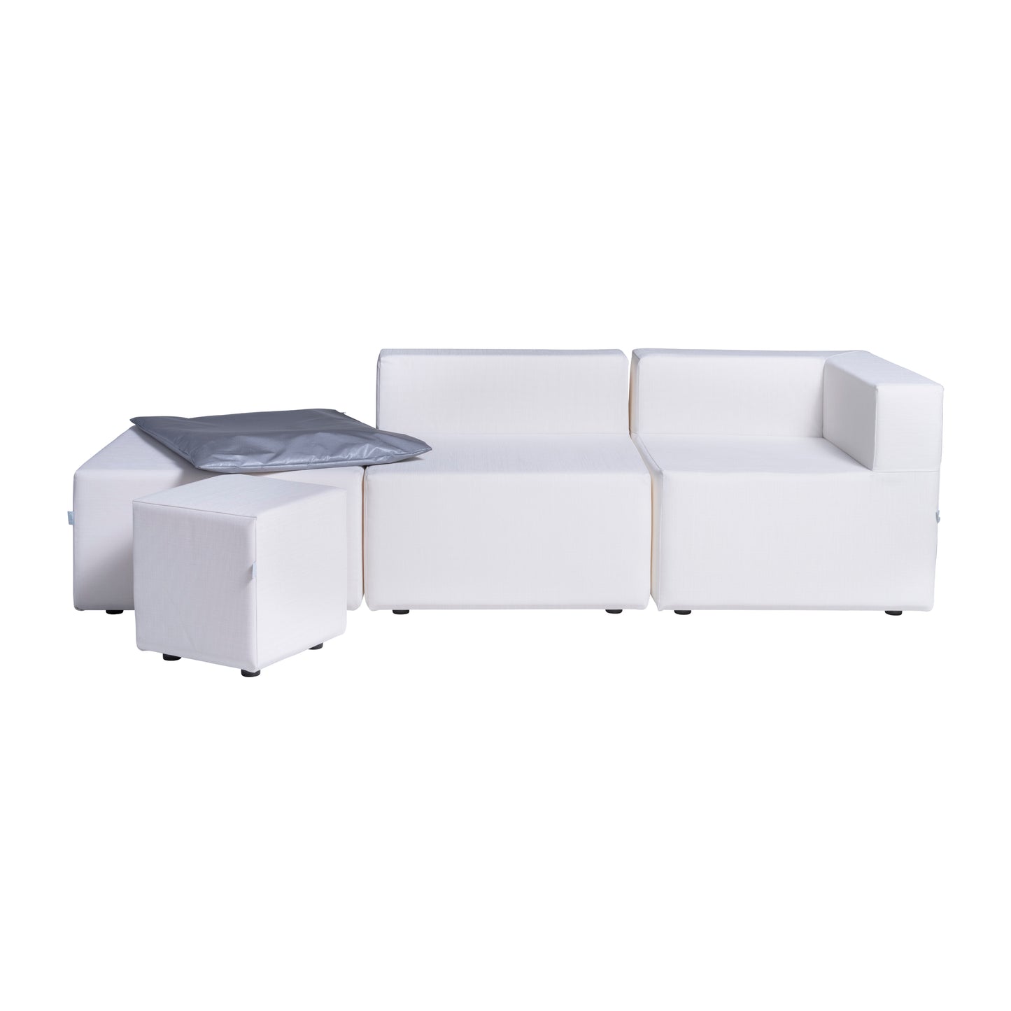 Sun pack canapé extérieur COZIP | 2 Fauteuils d'angle 80x80x40cms + 4 Fauteuils 80x80x40cms+ 1 pouf 40x40x40cms +1 pouf 80x80x40cms + 1 Housse de protection